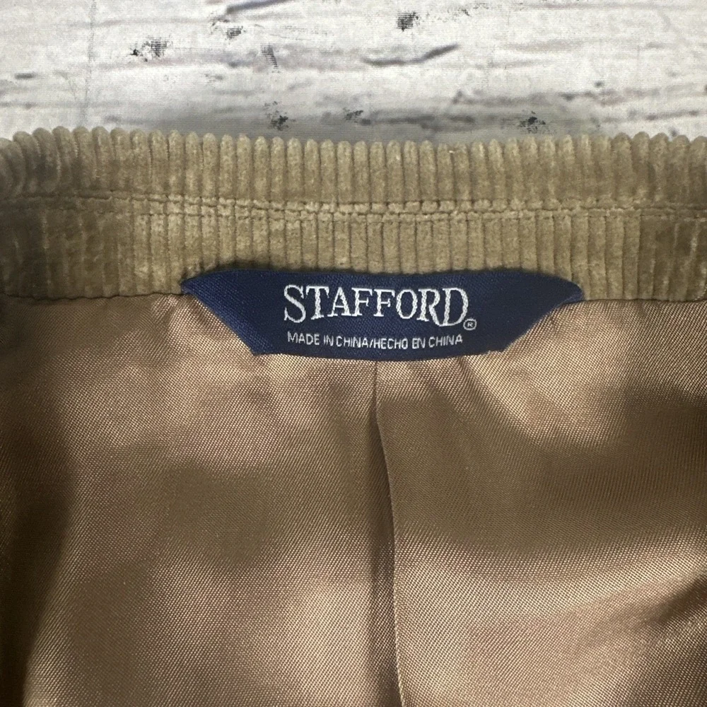 Stanford Tan Corduroy Blazer/Sports Coat 44L Classic Fit 100% Cotton Mens